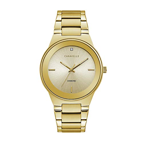 腕時計 ブローバ メンズ Caravelle by Bulova Men's Modern Quartz Gold Tone Stainless Steel Watch, Diamond Accent Style: 44D100腕時計 ブローバ メンズ