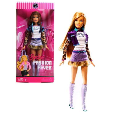 バービー バービー人形 日本未発売 Mattel Year 2007 Barbie FASHION FEVER Series 12 Inch Doll - SUMMER with Leopard Print Long Sleeve Tops, Purple Cropped Jacket, Mini Skirt with Fur Trim, Purse and Boots (L3328)バービー バービー人形 日本未発売