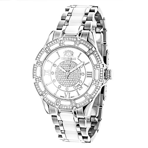 腕時計 ラックスマン レディース Galaxy 【送料無料】LUXURMAN Ladies Diamond Ceramic Watch 1.25ct White MOP Galaxy腕時計 ラックスマン レディース Galaxy