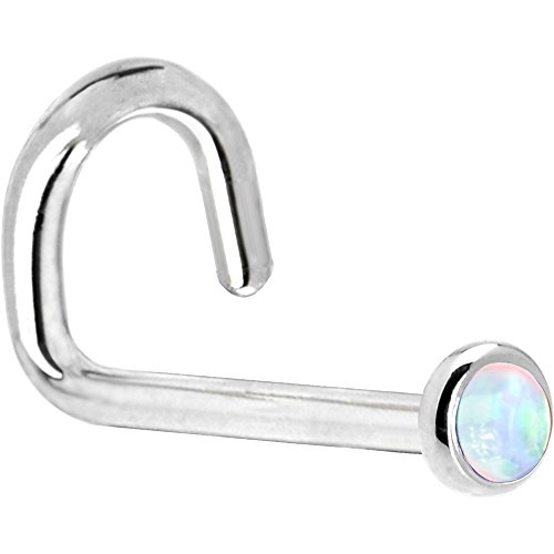 ܥǥǥ ܥǥԥ ꥫ ̤ȯ å Body Candy Solid 14k White Gold 2mm Synthetic Opal Left Nose Stud Screw 20 Gauge 1/4ܥǥǥ ܥǥԥ ꥫ ̤ȯ å