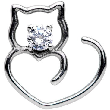 ボディキャンディー ボディピアス アメリカ 日本未発売 ウォレット 【送料無料】Body Candy Womens 18G Steel Clear Accent Pretty Kitty Right Heart Closure Ring Daith Helix Tragus Rookボディキャンディー ボディピアス アメリカ 日本未発売 ウォレット