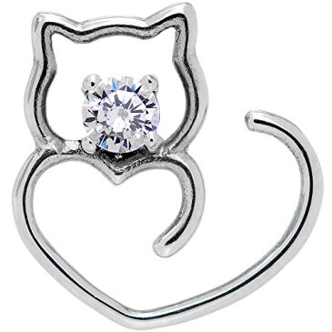 ボディキャンディー ボディピアス アメリカ 日本未発売 ウォレット 【送料無料】Body Candy Womens 18G Steel Clear Accent Pretty Kitty Right Heart Closure Ring Daith Helix Tragus Rookボディキャンディー ボディピアス アメリカ 日本未発売 ウォレット