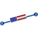 ボディキャンディー ボディピアス アメリカ 日本未発売 ウォレット Body Candy Blue PVD Steel Clear USA All Day American Flag Helix Earring Industrial Barbell Piercing 14 Gauge 38mmボディキャンディー ボディピアス アメリカ 日本未発売 ウォレット