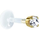 ボディキャンディー ボディピアス アメリカ 日本未発売 ウォレット Body Candy Solid 14k Yellow Gold 3mm Clear Cub...