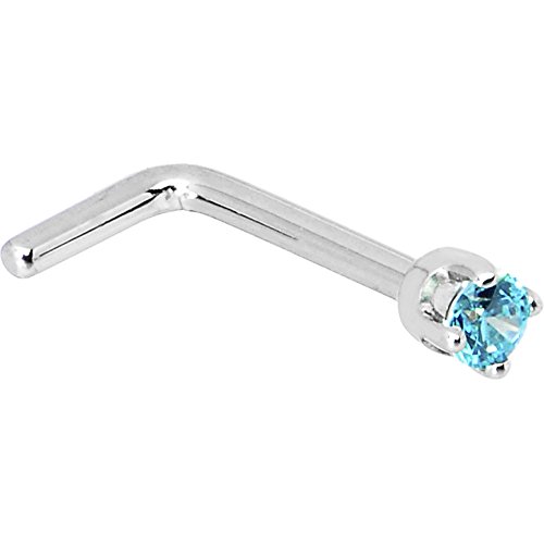 ボディキャンディー ボディピアス アメリカ 日本未発売 ウォレット 【送料無料】Body Candy Solid 14k White Gold 2mm Mint Green Cubic Zirconia L Shaped Nose Stud Ring 18 Gauge 1/4