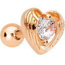 ボディキャンディー ボディピアス アメリカ 日本未発売 ウォレット Body Candy Rose Gold Plated Steel Clear Accent Hugged Heart Cartilage Tragus Earring 16 Gauge 1/4 ボディキャンディー ボディピアス アメリカ 日本未発売 ウォレット