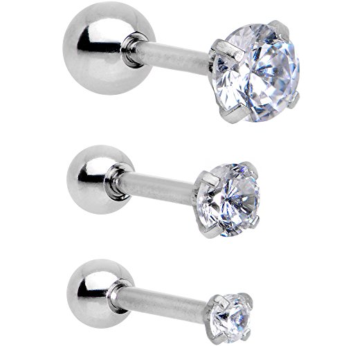 ボディキャンディー ボディピアス アメリカ 日本未発売 ウォレット 【送料無料】Body Candy Steel Clear Accent Tragus Cartilage Earring 3 Pack 18 Gauge 1/4