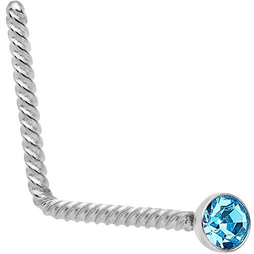 ܥǥǥ ܥǥԥ ꥫ ̤ȯ å Body Candy Steel Clear 2mm Accent Inlay So Twisted L Shaped Nose Stud Ring 20 Gauge 1/4
