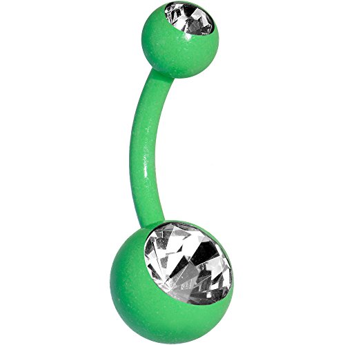 ܥǥǥ ܥǥԥ ꥫ ̤ȯ å Body Candy Green Plated Steel Clear Accent Glow in the Dark Belly Button Ringܥǥǥ ܥǥԥ ꥫ ̤ȯ å