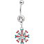 ܥǥǥ ܥǥԥ ꥫ ̤ȯ å Body Candy Steel Navel Ring Piercing Red Green Accent Christmas Winter Snowflake Dangle Belly Button Ringܥǥǥ ܥǥԥ ꥫ ̤ȯ å