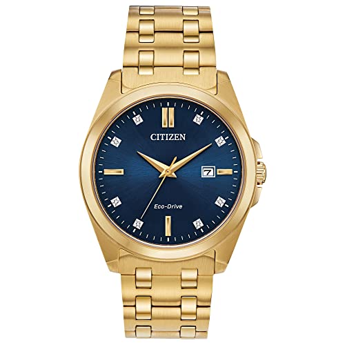 腕時計 シチズン 逆輸入 海外モデル 海外限定 Citizen Men 039 s Classic Peyton 3-Hand Eco-Drive Watch, Date, Sapphire Crystal, Diamond Markers, Gold Tone/Blue Dial腕時計 シチズン 逆輸入 海外モデル 海外限定