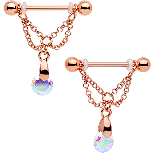 ܥǥǥ ܥǥԥ ꥫ ̤ȯ å Body Candy Nipplerings Piercing Women 14G Rose Gold PVD Steel 2Pc Dangle Barbell Nipple Ring Setܥǥǥ ܥǥԥ ꥫ ̤ȯ å