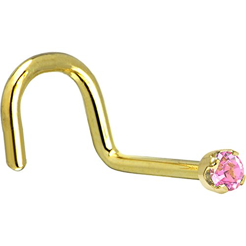 ボディキャンディー ボディピアス アメリカ 日本未発売 ウォレット 【送料無料】Body Candy Solid 14k Yellow Gold 2mm Pink Cubic Zirconia Right Nose Stud Screw 18 Gauge 1/4