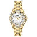 rv u[o fB[X Bulova Ladies' Crystal Gold Tone Stainless Steel 3-Hand Quartz Watch, White Mother-of-Pearl Dial Style: 98L256rv u[o fB[X