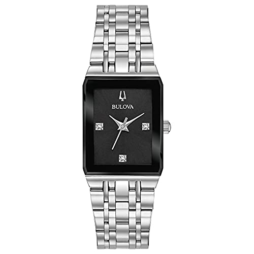 楽天angelica腕時計 ブローバ レディース Bulova Ladies' Modern Quadra Diamond Dial Stainless Steel 3-Hand Quartz Watch, Black Dial Style: 96P202腕時計 ブローバ レディース