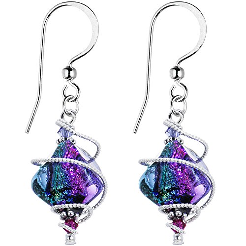 ボディキャンディー ピアス アメリカ 日本未発売 ブランド Body Candy Handcrafted 925 Silver Purple Dichroic Drop Dangle Earrings Created with Crystalsボディキャンディー ピアス アメリカ 日本未発売 ブランド