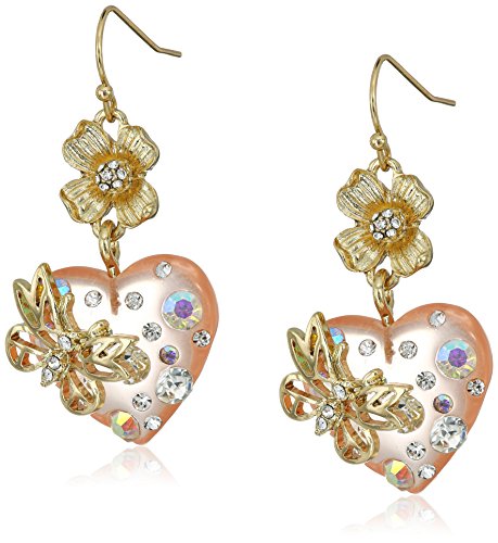 ベッツィ・ジョンソン ピアス アメリカ 日本未発売 ブランド Betsey Johnson Flower & Heart Double Drop Earringsベッツィ・ジョンソン ピアス アメリカ 日本未発売 ブランド