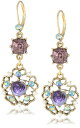 ベッツィ・ジョンソン ピアス アメリカ 日本未発売 ブランド Betsey Johnson Carved Flower Medallion & Crystal Gem Drop Earrings,Purpleベッツィ・ジョンソン ピアス アメリカ 日本未発売 ブランド