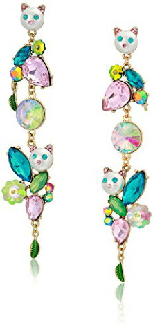 ベッツィ・ジョンソン ピアス アメリカ 日本未発売 ブランド 【送料無料】Betsey Johnson Women's Colorful Stone and Cat Cluster Linear Drop Earrings, Multi, One Sizeベッツィ・ジョンソン ピアス アメリカ 日本未発売 ブランド