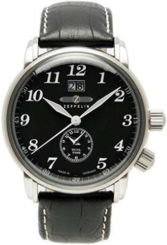 ツェッペリン 腕時計 ツェッペリン メンズ ゼッペリン ドイツ Zeppelin Mens Watch 76442 with Black Dial and Black Leather Strap, Black/Black, Strap腕時計 ツェッペリン メンズ ゼッペリン ドイツ