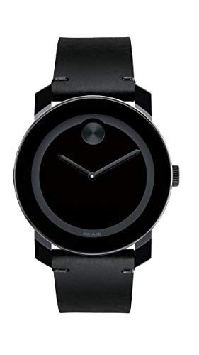 腕時計 モバード メンズ Movado Men's BOLD TR90 Watch with a Sunray Dot and Leather Strap, Black (Model 3600306)腕時計 モバード メンズ