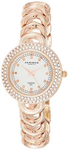 腕時計 アクリボスXXIV レディース Akribos XXIV Amazon Exclusive Women 039 s Diamond-Accented Watch - Double Row Crystals On Bezel Large Diamond Hour Markers on Chain Link - AK804腕時計 アクリボスXXIV レディース