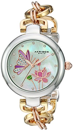 楽天angelica腕時計 アクリボスXXIV レディース Akribos XXIV Women's Swarovski Crystal Landscaped Watch - Japanese Quartz Movement with Mother-of-Pearl Dial On Chain Link Bracelet - AK934腕時計 アクリボスXXIV レディース