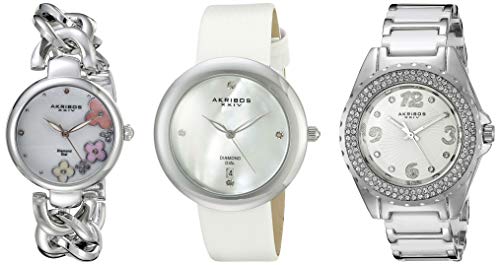 楽天angelica腕時計 アクリボスXXIV レディース Akribos XXIV Women's 3 Watch Gift Set - 3 Different Style Watches, Leather Band, Diamonds and Stainless Bracelet and Link Chain Set - AK887腕時計 アクリボスXXIV レディース