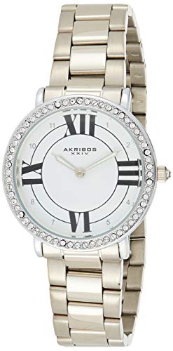 腕時計 アクリボスXXIV レディース Akribos XXIV Swarovski Crystal Studded Women's Watch - Stylish Two Tone Silver Stainless Steel Bracelet Strap, Sparkling Bezel - AK1036SS腕時計 アクリボスXXIV レディース