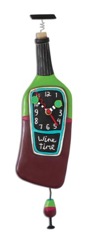 アレンデザイン Allen Designs コルクワイン振り子時計 ワイングラスの振り子 壁掛け時計 サイズ約11x47センチ P1386 インテリア