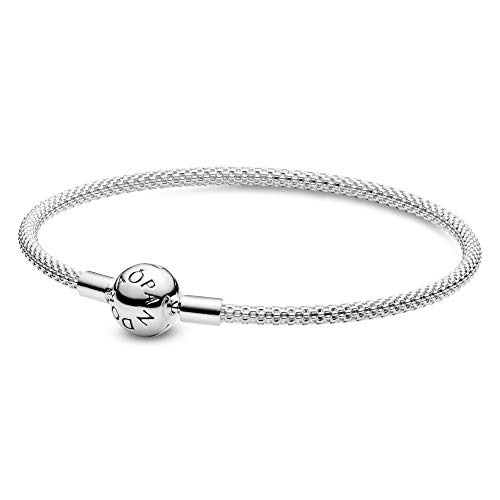 パンドラ ブレスレット チャーム アクセサリー ブランド Pandora Moments Mesh Bracelet - Sterling Silver Charm Bracelet for Women - Compatible Moments Charms - Features Sterling Silver - Gift for Her -パンドラ ブレスレット チャーム アクセサリー ブランド