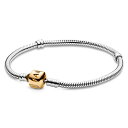 パンドラ ブレスレット チャーム アクセサリー ブランド Pandora Logo Barrel Clasp Snake Chain Bracelet - Two-Tone Charm Bracelet for Women - Compatible Moments Charms - Sterling Silver Gold - Gift forパンドラ ブレスレット チャーム アクセサリー ブランド