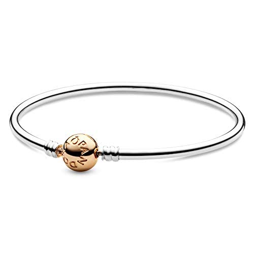 ѥɥ ֥쥹å 㡼 ꡼ ֥ Pandora Moments Two-Tone Ball Clasp Bangle - Bracelet for Women - Compatible Moments Charms - Features 14k Gold &Sterling Silver - Gift for Herѥɥ ֥쥹å 㡼 ꡼ ֥