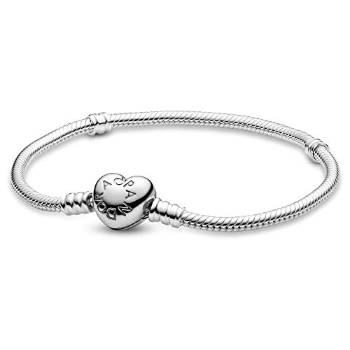 パンドラ ブレスレット チャーム アクセサリー ブランド Pandora Moments Heart Clasp Snake Chain Bracelet - Compatible Moments Charms - Sterling Silver Charm Bracelet for Women - Gift for Her - 9.0 パンドラ ブレスレット チャーム アクセサリー ブランド