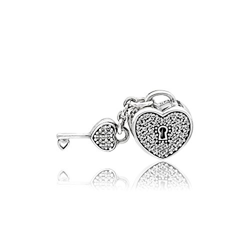 ѥɥ ֥쥹å 㡼 ꡼ ֥ Pandora Jewelry Pave Padlock Heart and Key Cubic Zirconia Charm in Sterling Silverѥɥ ֥쥹å 㡼 ꡼ ֥