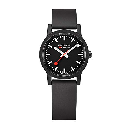 モンディーン 腕時計 モンディーン 北欧 スイス レディース Mondaine Women's SBB Stainless Steel Essence Swiss Quartz Watch with Rubber Strap, Black (Model: MS1.32120.RB)腕時計 モンディーン 北欧 スイス レディース