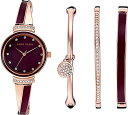 腕時計 アンクライン レディース Anne Klein Women 039 s AK/2716RBST Premium Crystal Accented Rose Gold-Tone and Burgundy Watch and Bangle Set腕時計 アンクライン レディース