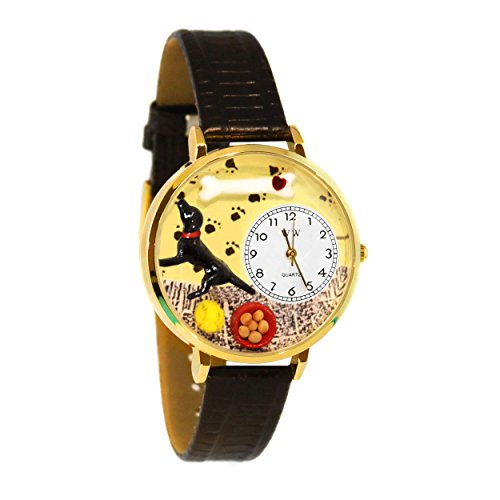 クリスマ 腕時計 気まぐれなかわいい プレゼント クリスマス ユニセックス Whimsical Gifts Labrador Retriever 3D Watch | Gold Finish Large | Unique Fun Novelty | Handmade in USA | Black Leather Watch Ban腕時計 気まぐれなかわいい プレゼント クリスマス ユニセックス