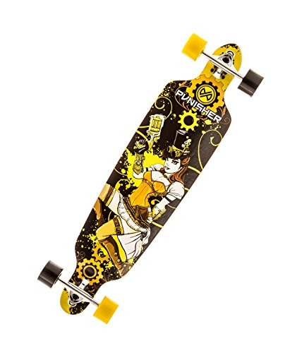 スタンダードスケートボード スケボー 海外モデル 直輸入 9020 Punisher Skateboards Steampunk Drop-Through Canadian Maple Longboard Skateboard with Concave Deck, Yellow/Black, 40-Inchスタンダードスケートボード スケボー 海外モデル 直輸入 9020