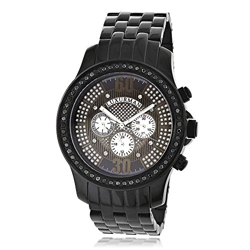 腕時計 ラックスマン メンズ LUXURMAN Mens Black Diamond Watch 2.25ctw of Diamonds腕時計 ラックスマン メンズ