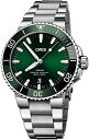 腕時計 オリス メンズ Oris Aquis Date Green Dial 43.5mm Steel Men's Watch - Reference: 01 ...