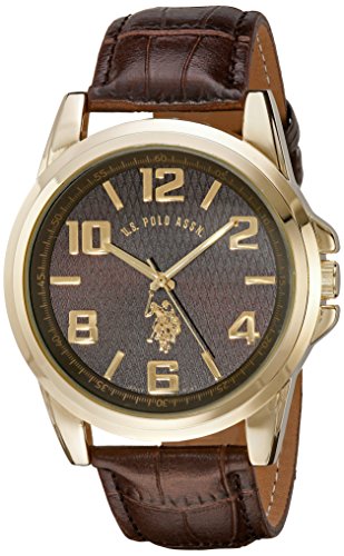 腕時計 ユーエスポロアッスン メンズ U.S. Polo Assn. Classic Men's USC50167 Gold-Tone Watch with Brown Band腕時計 ユーエスポロアッスン メンズ