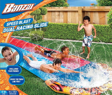 プール ビニールプール ファミリープール オーバルプール 家庭用プール 【送料無料】BANZAI 16 Foot Speed Blast Dual Racing Water Slide with Spray Splash Pool and Water Spraying Side プール ビニールプール ファミリープール オーバルプール 家庭用プール