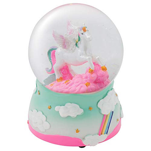 スノーグローブ 雪 置物 インテリア 海外モデル Elanze Designs Unicorn Rainbows on Teal Wind Up Musical Tabletop Dresser Nightstand Figurine Decoration 100MM Sturdy Glitter Water Snow Globe Plays Tune The Uniスノーグローブ 雪 置物 インテリア 海外モデル