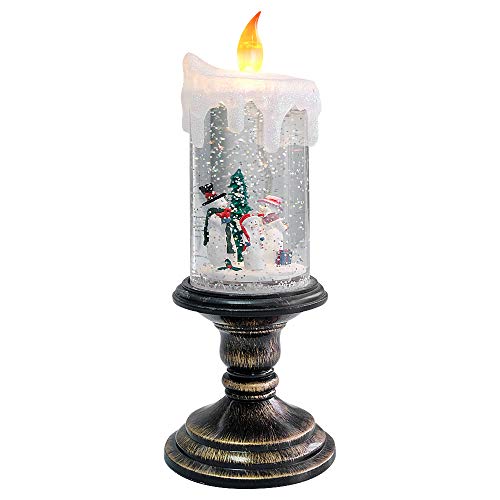 スノーグローブ 雪 置物 インテリア 海外モデル Eldnacele Christmas Snow Globe Candle Battery Operated Lighted Flameless Candles Light Swirling Water Glittering Spinning Candles for Home Decoration(Snowmen Faスノーグローブ 雪 置物 インテリア 海外モデル