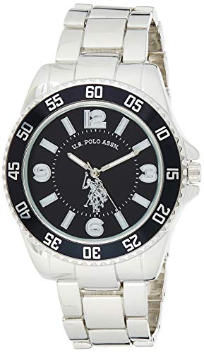 腕時計 ユーエスポロアッスン メンズ U.S. Polo Assn. Men's Silver-Toned Watch with a Black Dial, Automatic Quartz Metal/Alloy, Fold-Over-Clasp Watch - USC80515腕時計 ユーエスポロアッスン メンズ