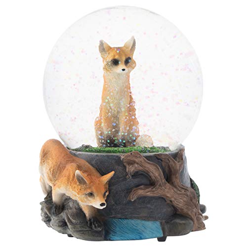 スノーグローブ 雪 置物 インテリア 海外モデル Elanze Designs Clever Fox Friends 100MM Sturdy Wind Up Musical Glitter Water Snow Globe Magical Tabletop Dresser Nightstand Figurine Decoration Plays Tune Born スノーグローブ 雪 置物 インテリア 海外モデル