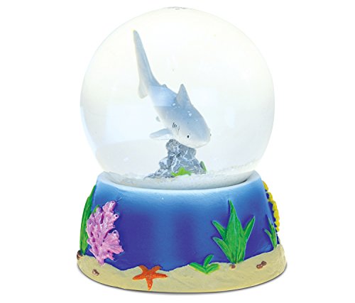 Xm[O[u  u CeA COf Puzzled Resin Stone Great White Shark Glass Snow Globe (65mm), 3.5 inch Figurine Intricate Statue Art Handcrafted Tabletop Sculpture Desk Centerpiece Accent - NXm[O[u  u CeA COf