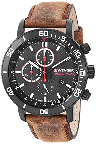 ウェンガー 腕時計（メンズ） 腕時計 ウェンガー スイス メンズ 腕時計 Wenger Men's 01.1843.107 Roadster Black Night Analog Display Swiss Quartz Brown Watch腕時計 ウェンガー スイス メンズ 腕時計