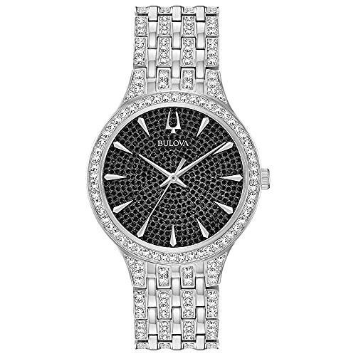 楽天angelica腕時計 ブローバ メンズ Bulova Men's Crystal Phantom Stainless Steel 3-Hand Quartz Watch, Black Dial Style: 96A227腕時計 ブローバ メンズ